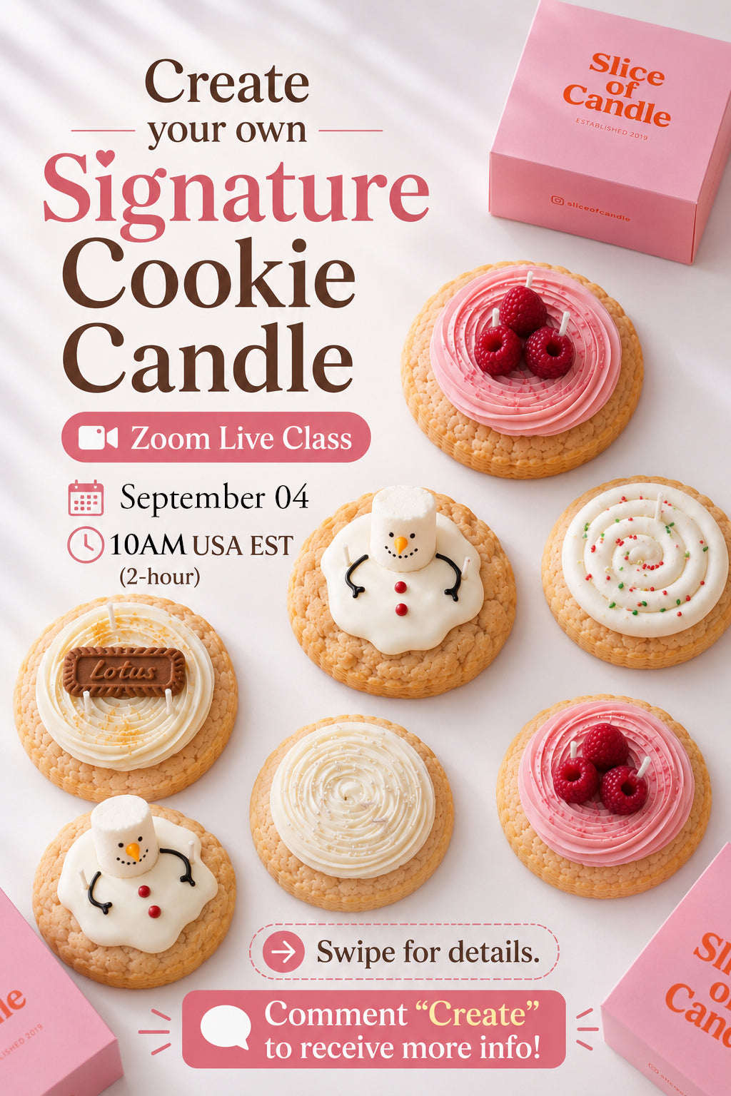SOLD OUT Create your own Cookie Candle! Live Zoom Class